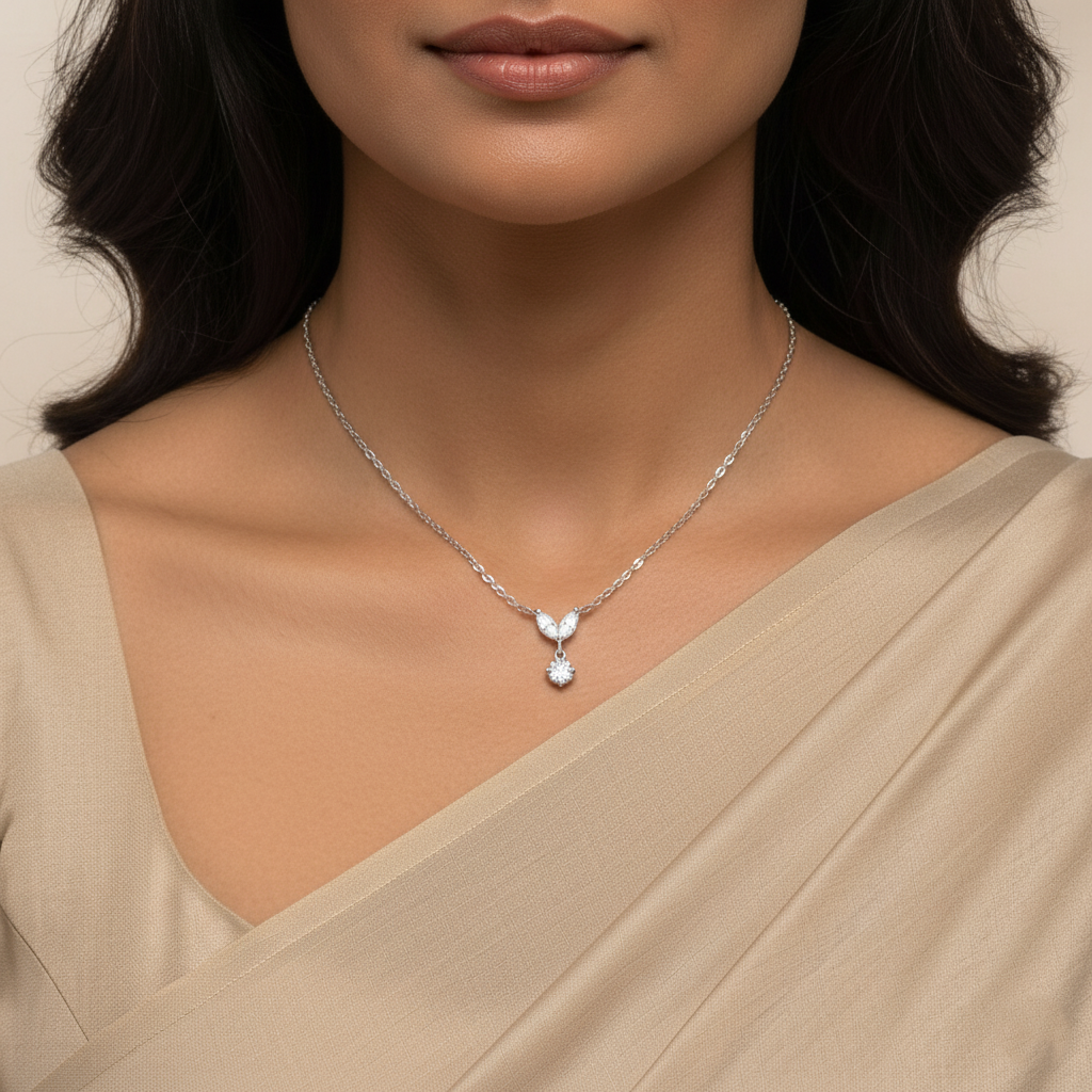 Classic CZ Drop Necklace | Italian Silver Plated SACH JEWELS