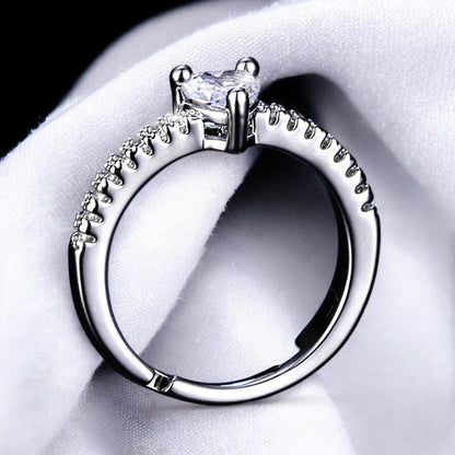 Heart Diamond Italian Silver Plated Ring | Italian Silver Plated - SACH JEWELS