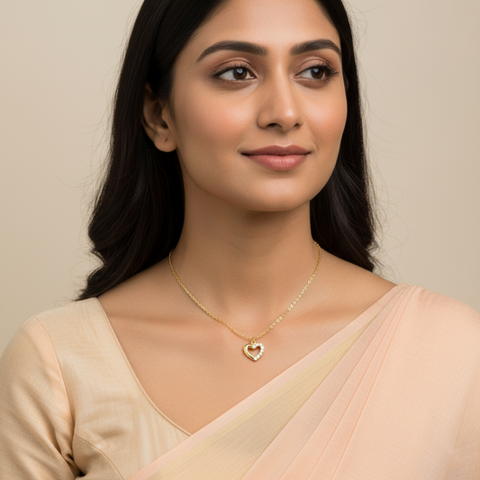 Rose Gold Double Heart Pendant Necklace | Rose Gold Plated SACH JEWELS