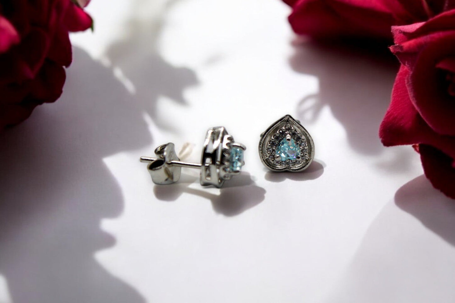 Blue Heart Stud Earrings | 925 Sterling Silver SACH JEWELS