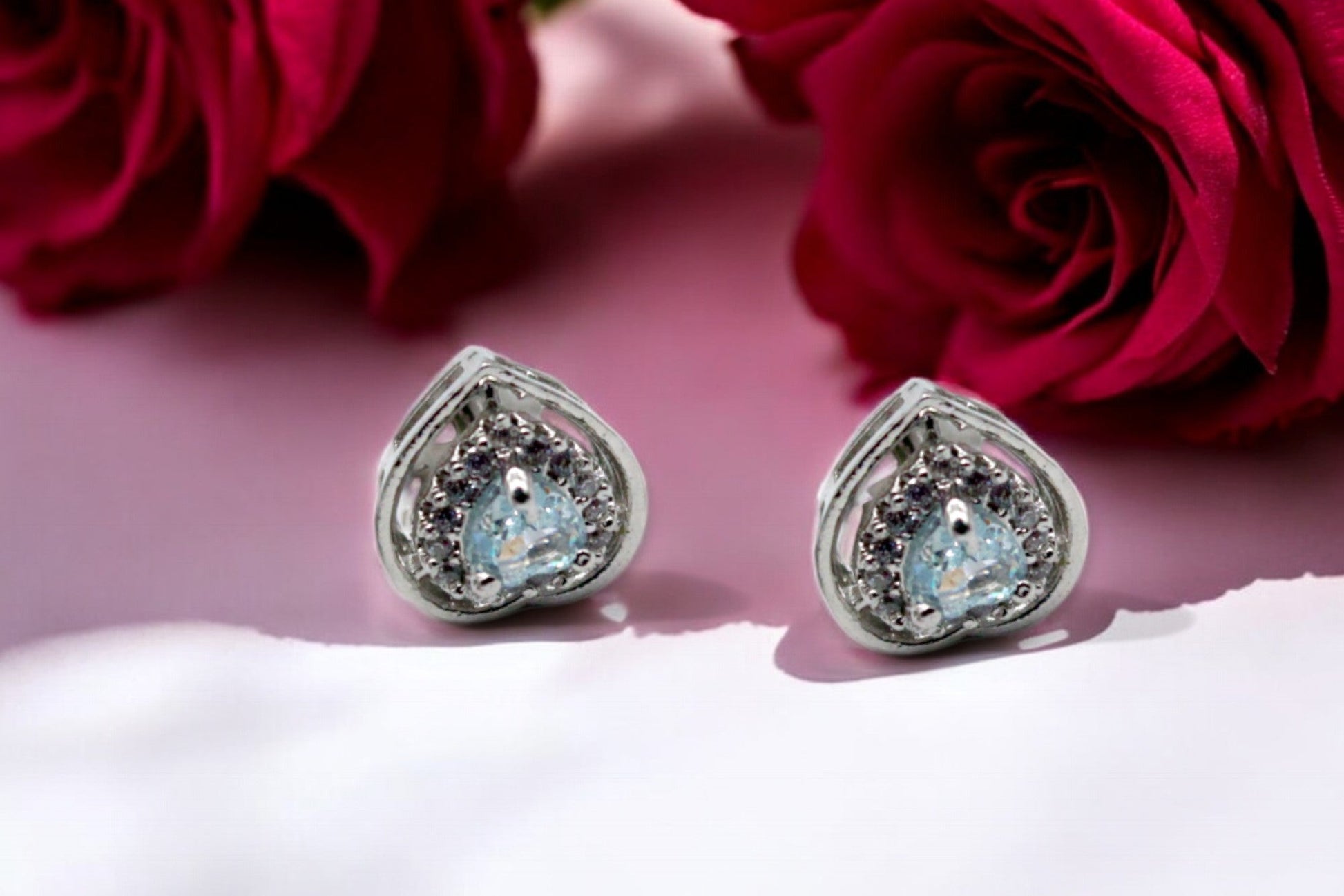 Blue Heart Stud Earrings | 925 Sterling Silver SACH JEWELS