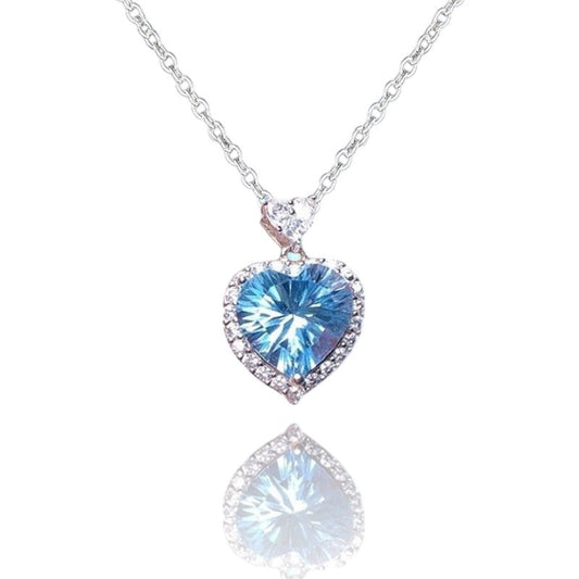 Blue Heart Diamond Necklace | Italian Silver Plated SACH JEWELS