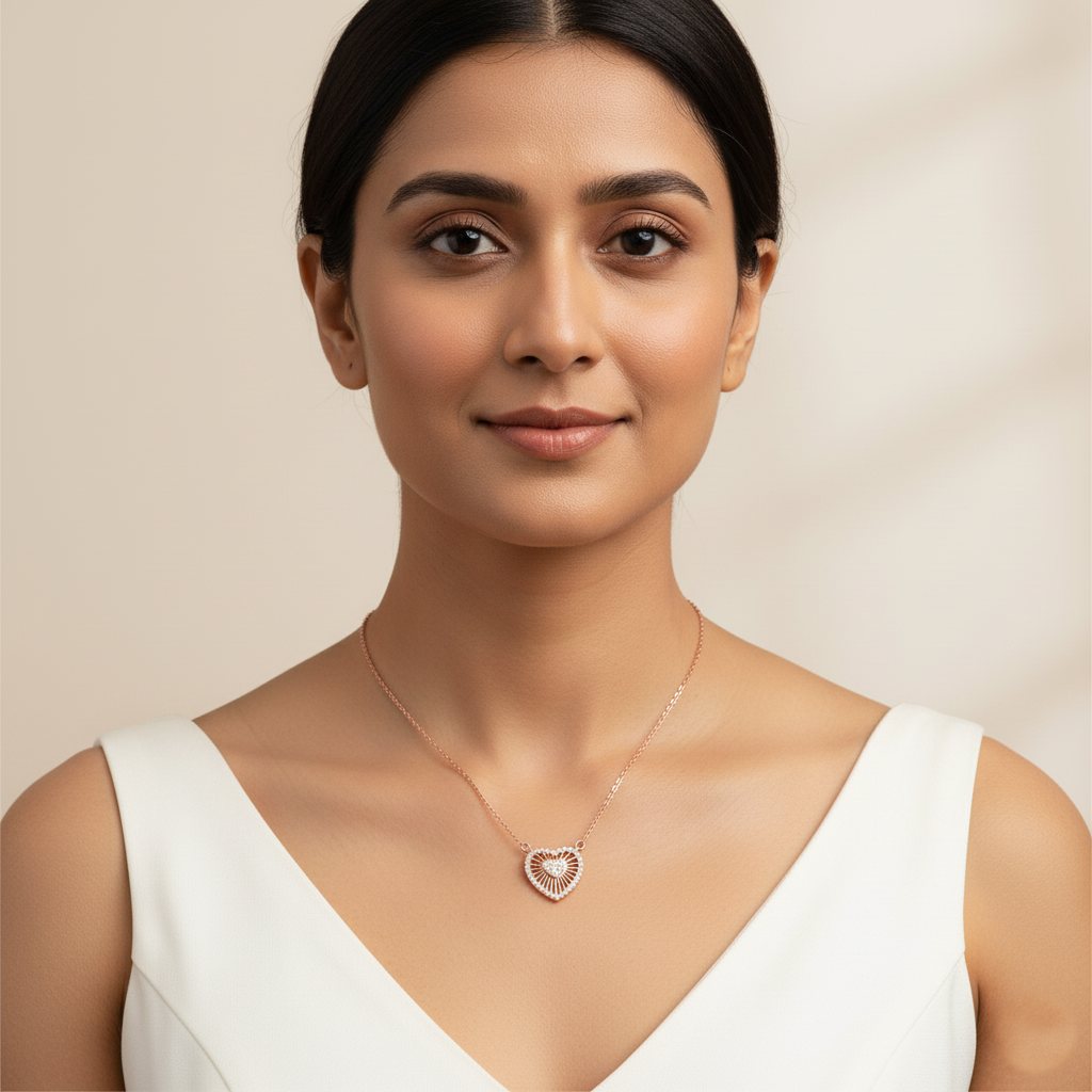 Rose Gold Double Heart Pendant Necklace | Rose Gold Plated SACH JEWELS