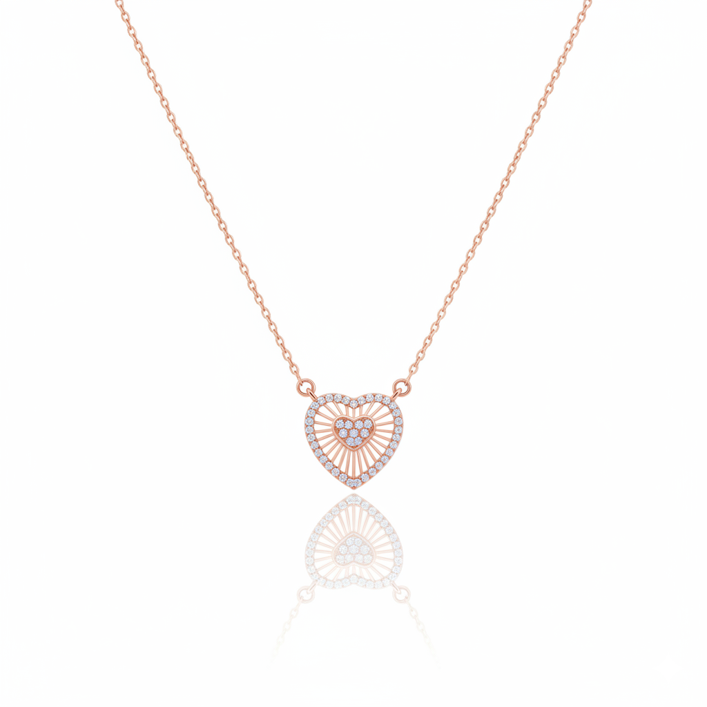 Rose Gold Double Heart Pendant Necklace | Rose Gold Plated SACH JEWELS