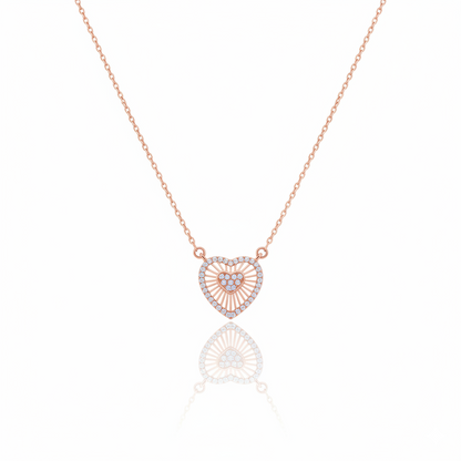 Rose Gold Double Heart Pendant Necklace | Rose Gold Plated SACH JEWELS