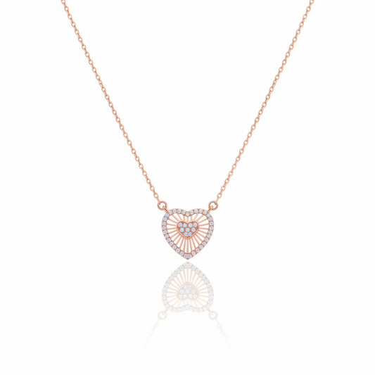 Rose Gold Double Heart Pendant Necklace | Rose Gold Plated SACH JEWELS
