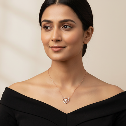 Rose Gold Double Heart Pendant Necklace | Rose Gold Plated SACH JEWELS