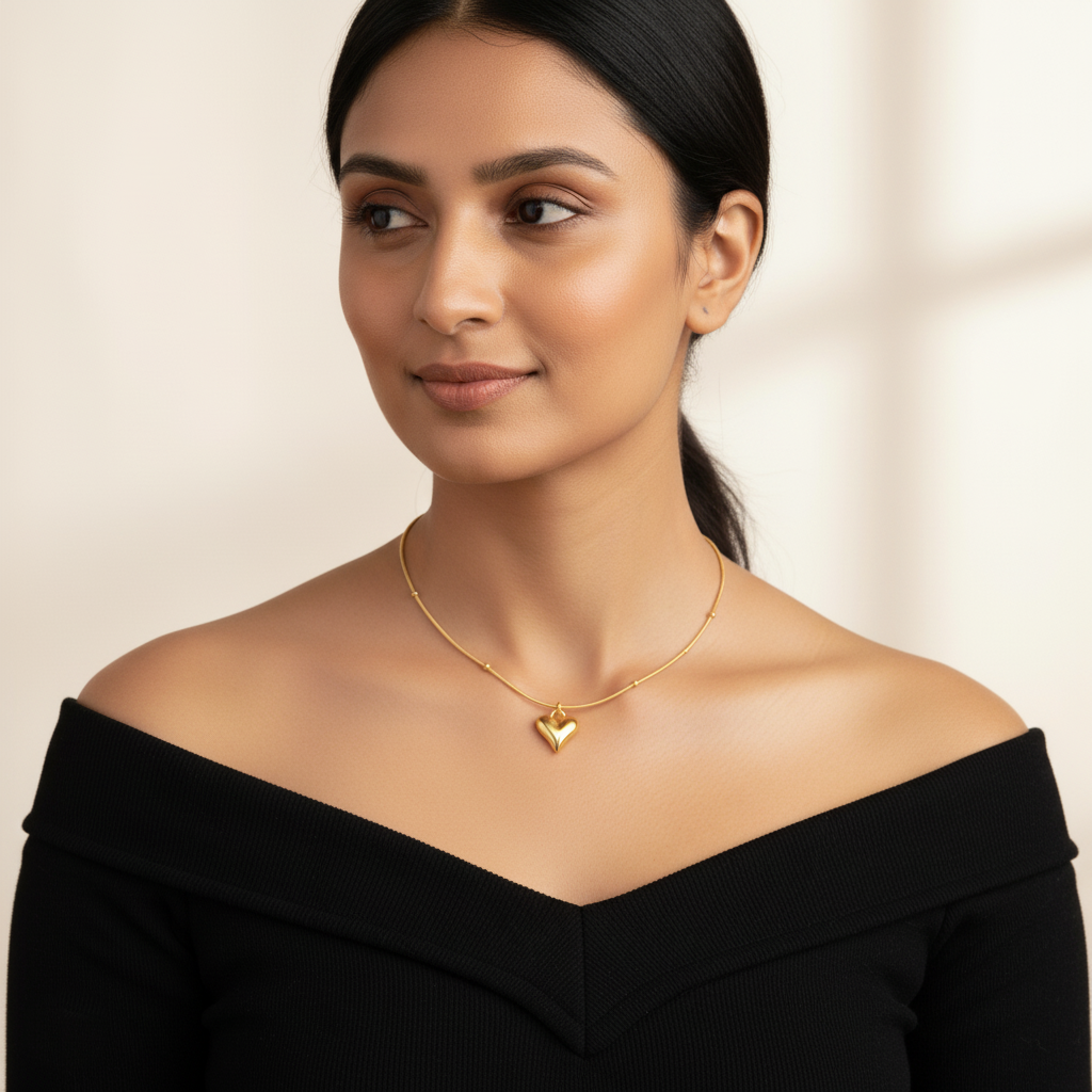 Gorgeous Golden Heart Pendant Necklace | Italian Gold Plated SACH JEWELS