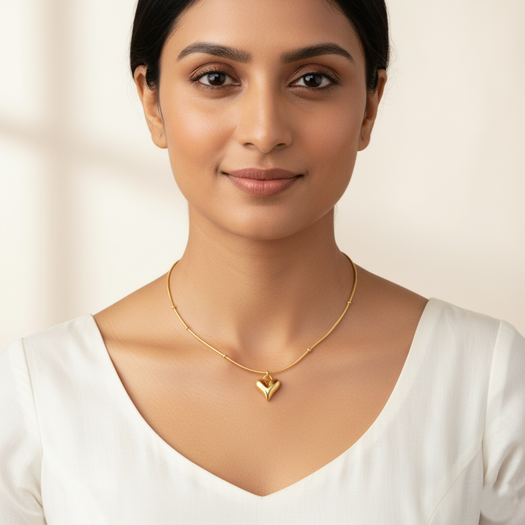 Gorgeous Golden Heart Pendant Necklace | Italian Gold Plated SACH JEWELS