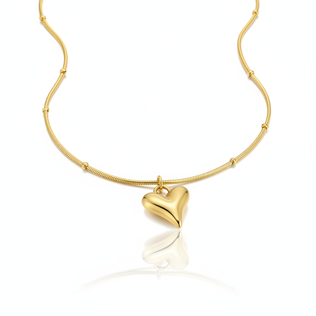 Gorgeous Golden Heart Pendant Necklace | Italian Gold Plated SACH JEWELS