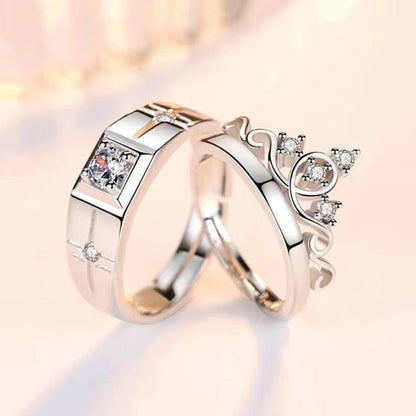 Crown Diamond Couple Ring | Italian Silver Plated - SACH JEWELS