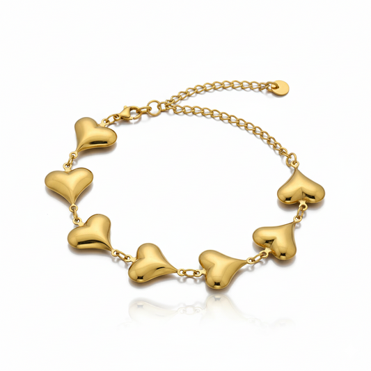 Golden Heart Charm Bracelet | Italian Gold Plated SACH JEWELS