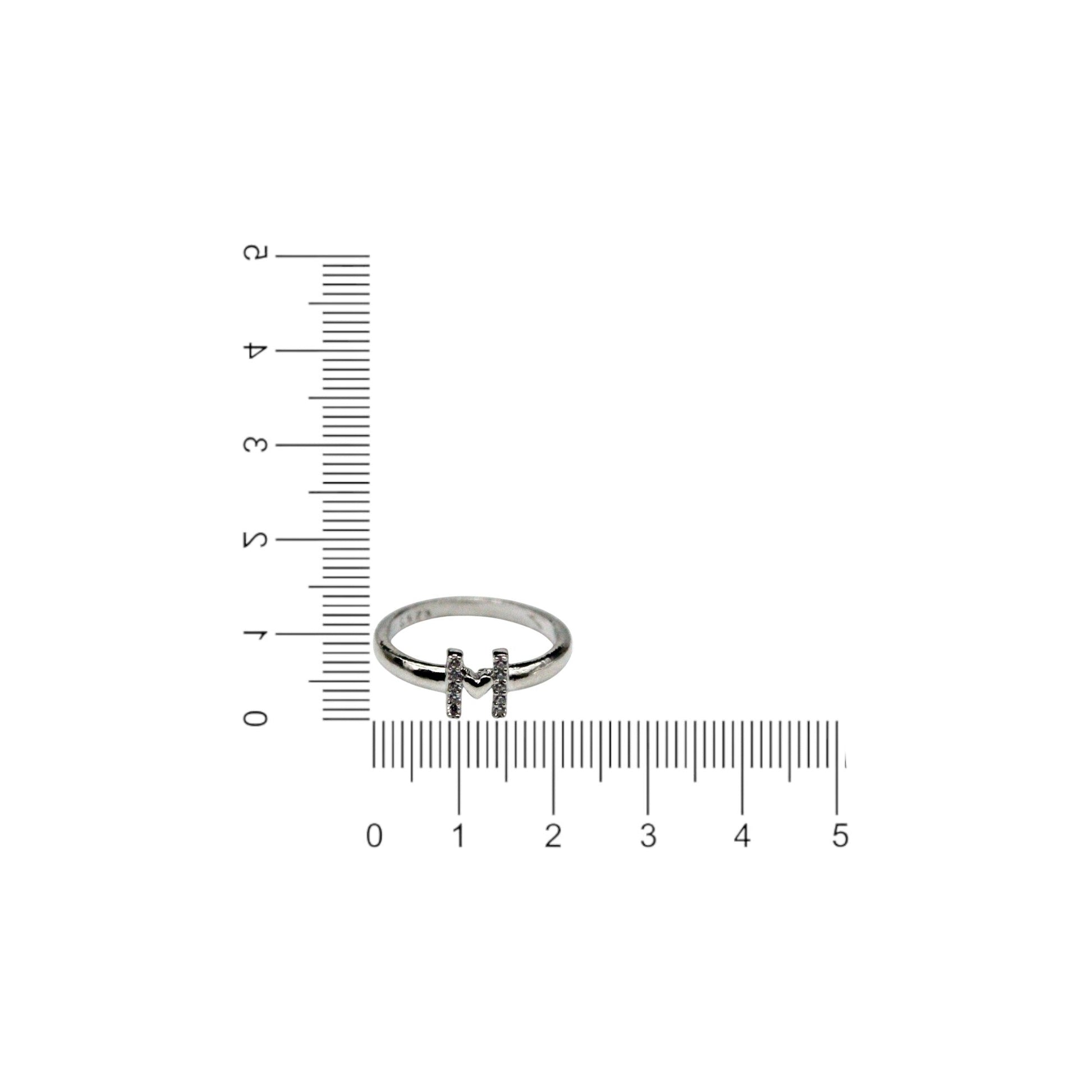 M Letter Studded Diamond Ring | 925 Sterling Silver - SACH JEWELS
