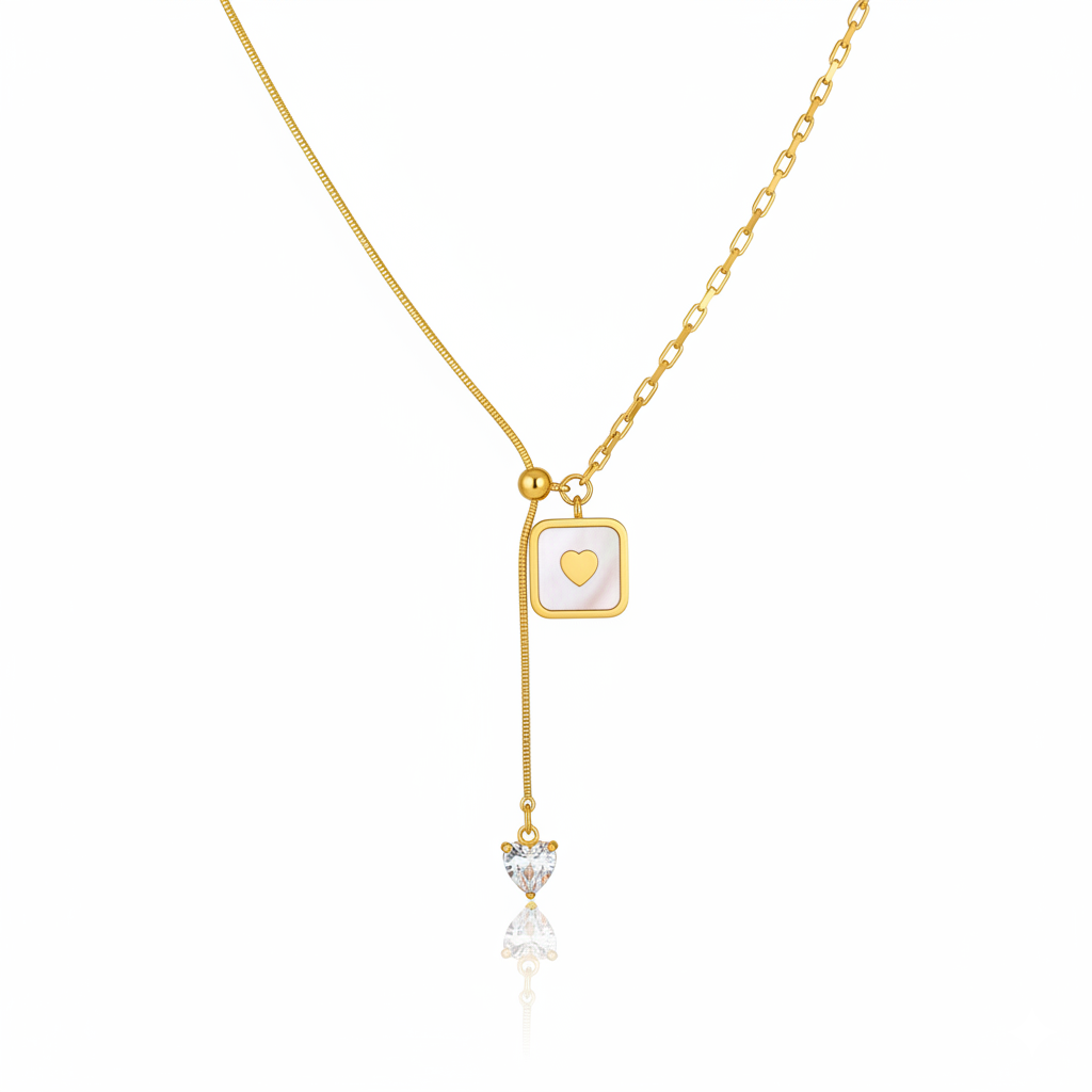 Heart Charm Zircon Necklace | Italian Gold Plated SACH JEWELS