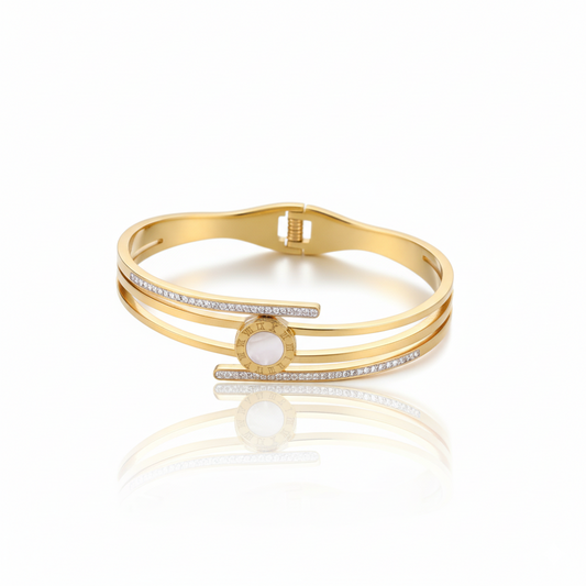 Roman Dial Gold Cuff | Italian Gold Plated SACH JEWELS