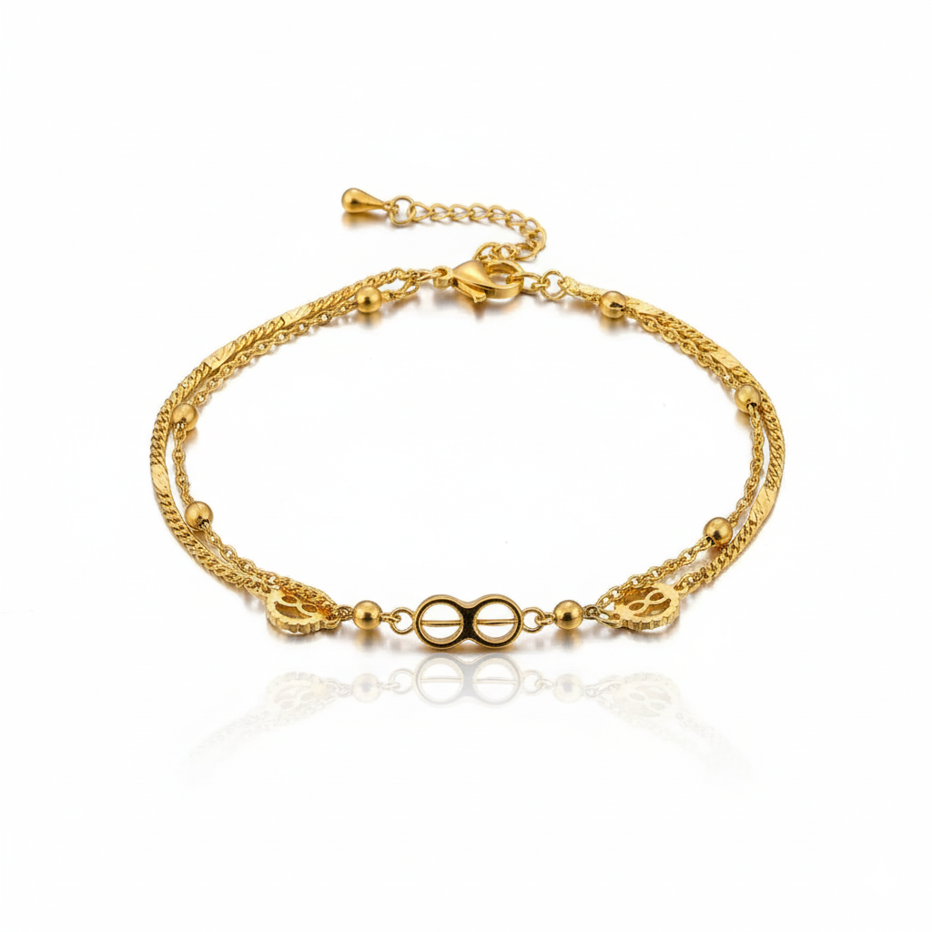 Infinity Charm Double Layer Bracelet | Italian Gold Plated SACH JEWELS