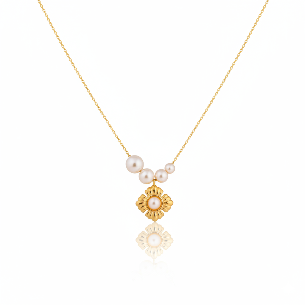 Floral Pearl Necklace | Italian Gold Plated SACH JEWELS