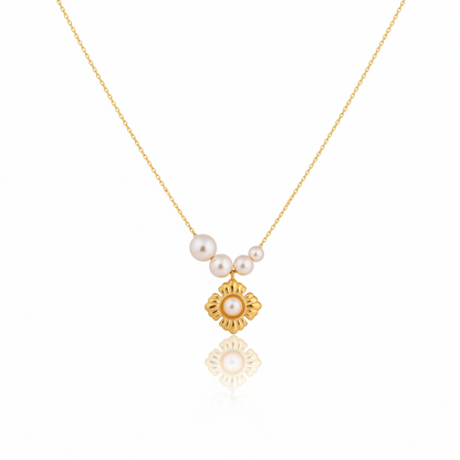 Floral Pearl Necklace | Italian Gold Plated SACH JEWELS