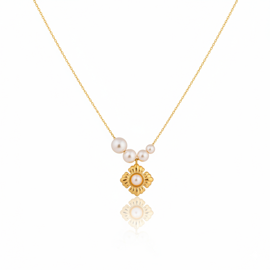 Floral Pearl Necklace | Italian Gold Plated SACH JEWELS