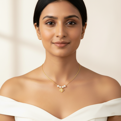 Floral Pearl Necklace | Italian Gold Plated SACH JEWELS