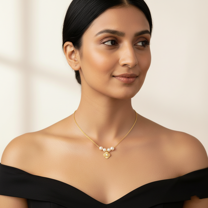 Floral Pearl Necklace | Italian Gold Plated SACH JEWELS