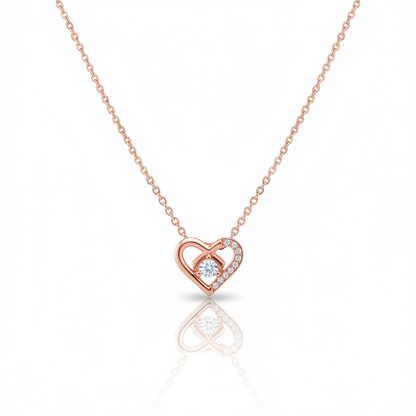 Rose Gold Crystal Centered Heart Pendant Necklace | Rose Gold Plated SACH JEWELS