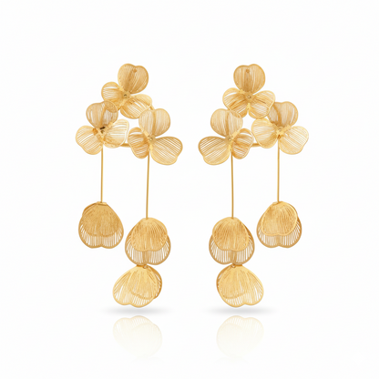 Golden Garden Dangle Drop Earrings | Italian Gold Plated SACH JEWELS
