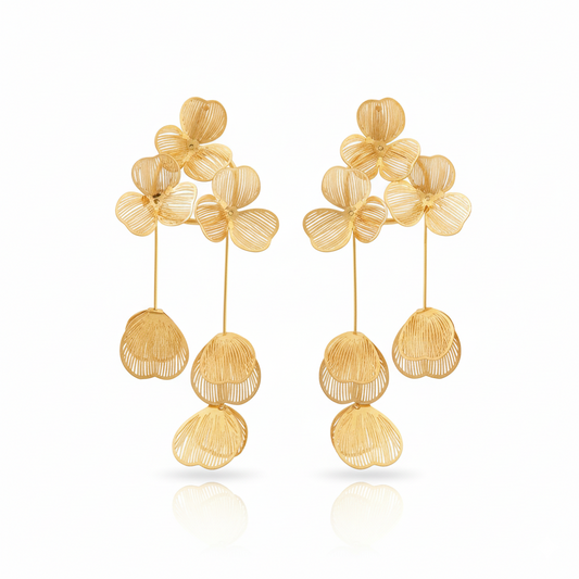 Golden Garden Dangle Drop Earrings | Italian Gold Plated SACH JEWELS