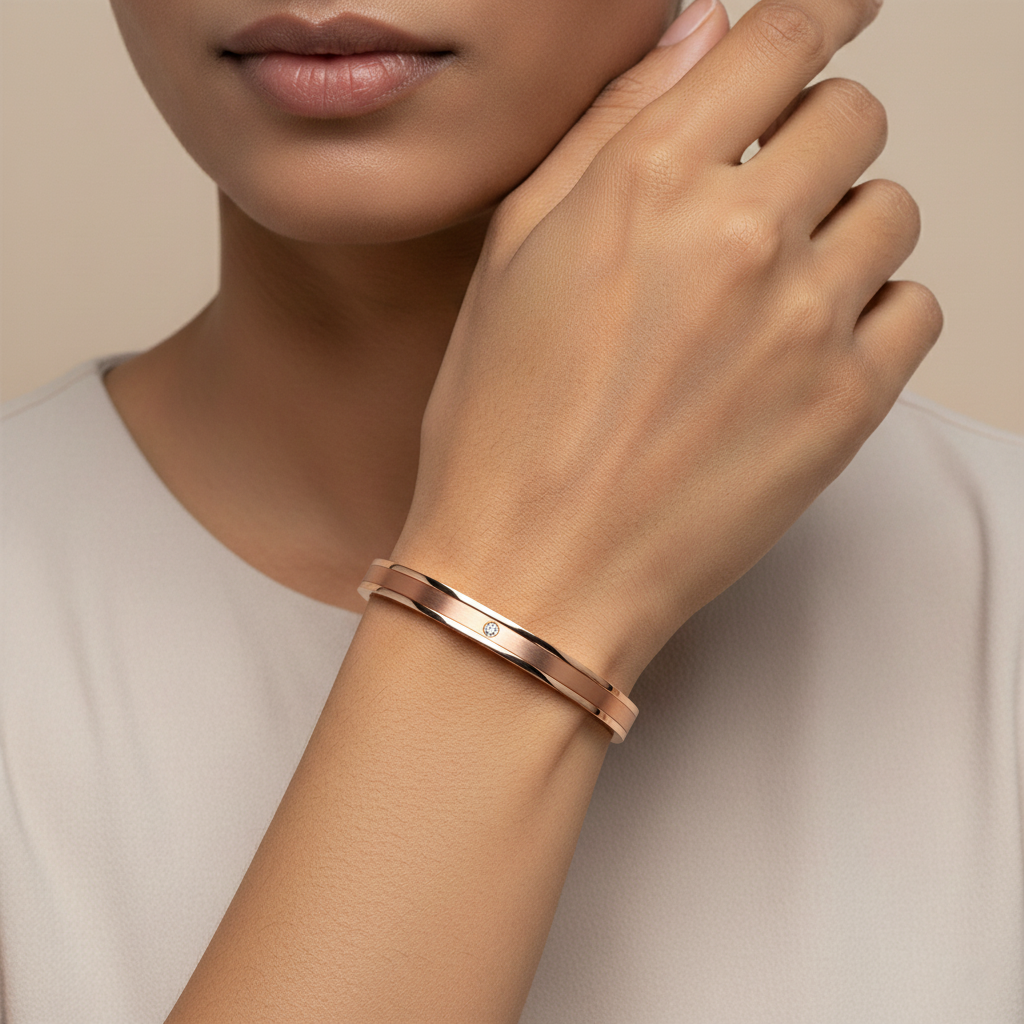 Gold Solitaire Cuff | Italian Rose Gold Plated SACH JEWELS