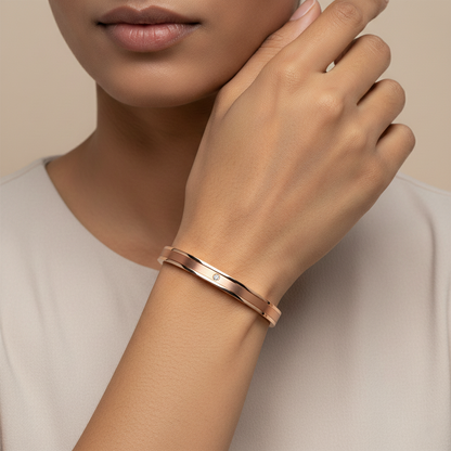 Gold Solitaire Cuff | Italian Rose Gold Plated SACH JEWELS