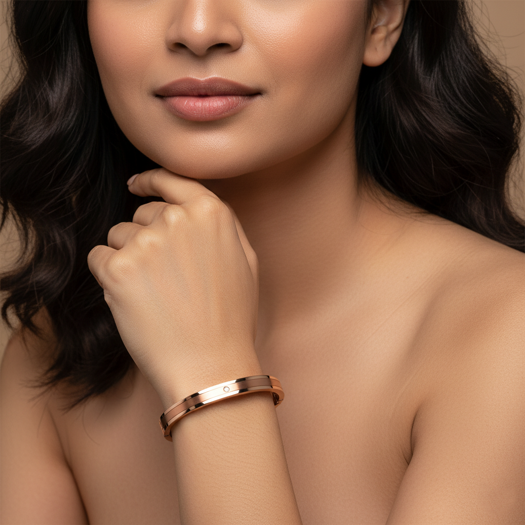 Gold Solitaire Cuff | Italian Rose Gold Plated SACH JEWELS