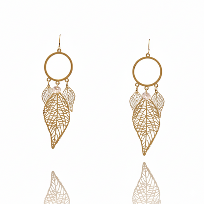 Whispering Leaves Drop Earrings | Italian Gold Plated SACH JEWELS