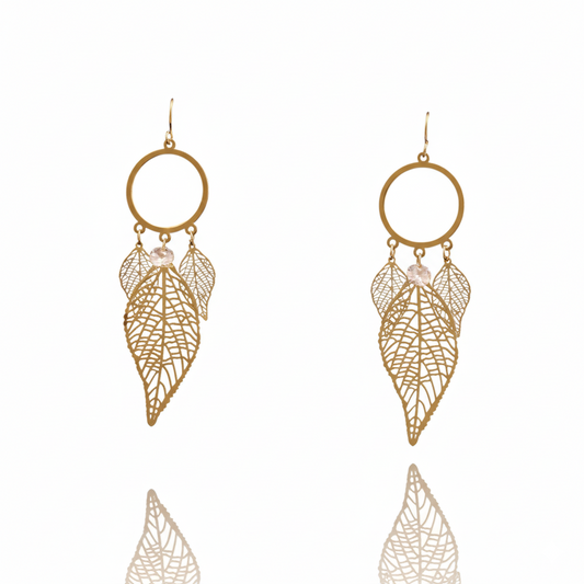 Whispering Leaves Drop Earrings | Italian Gold Plated SACH JEWELS