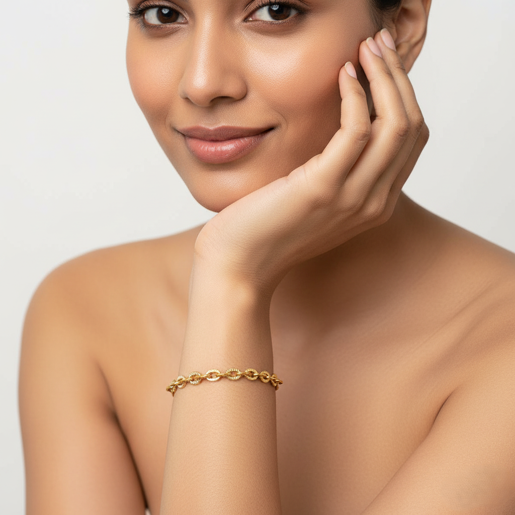 Textured Classic Gold Bracelet | Italian Gold Plated SACH JEWELS