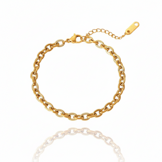 Textured Classic Gold Bracelet | Italian Gold Plated SACH JEWELS