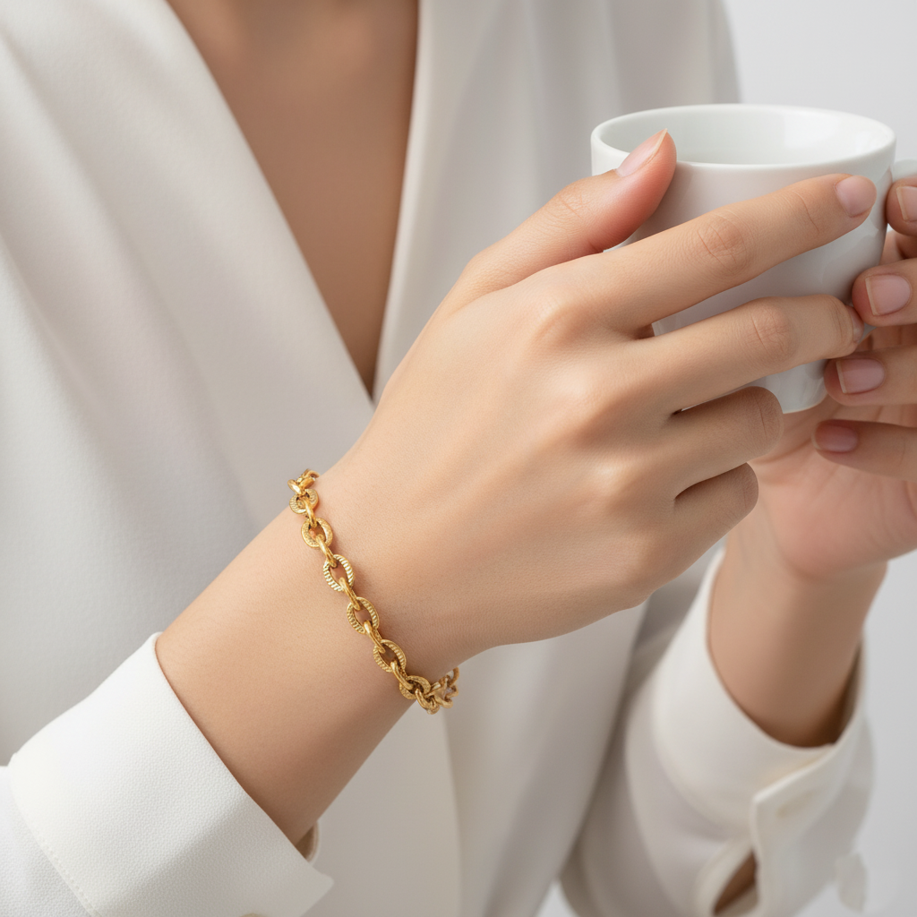 Textured Classic Gold Bracelet | Italian Gold Plated SACH JEWELS