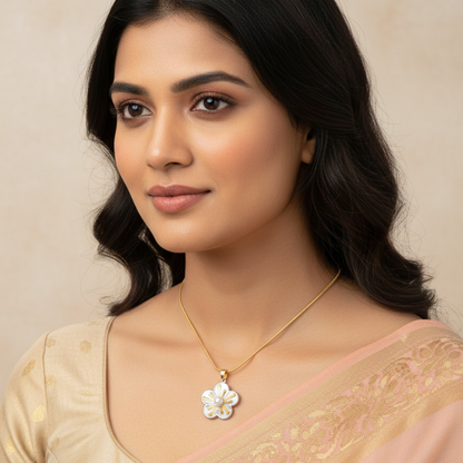 Daisy Flower Pendant with Pearl Necklace | Italian Gold Plated SACH JEWELS
