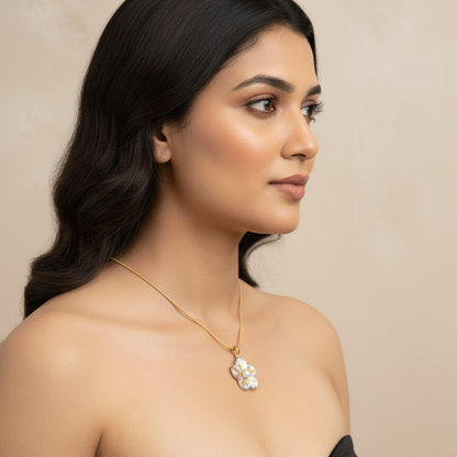 Daisy Flower Pendant with Pearl Necklace | Italian Gold Plated SACH JEWELS