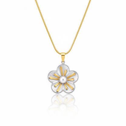 Daisy Flower Pendant with Pearl Necklace | Italian Gold Plated SACH JEWELS
