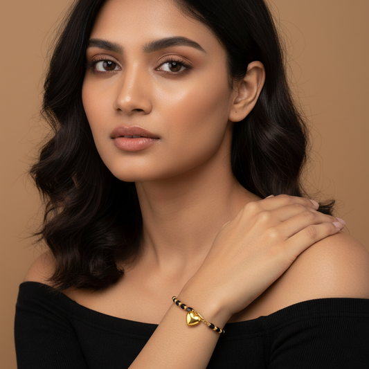 Black Onyx Charm Dual Chain Bracelet | Italian Gold Plated SACH JEWELS