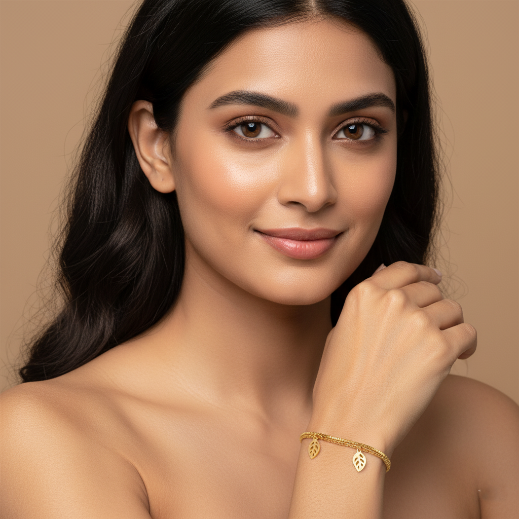 Golden Leaf Charm Bracelet | Italian Gold Plated SACH JEWELS
