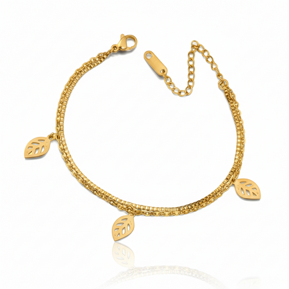 Golden Leaf Charm Bracelet | Italian Gold Plated SACH JEWELS