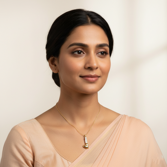 Golden Heart Key Pendant Necklace with Diamond Accents | Italian Gold Plated SACH JEWELS