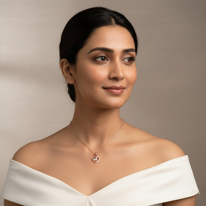 Rose Gold Heart Pendant Necklace with Cubic Zirconia | Rose Gold Plated SACH JEWELS
