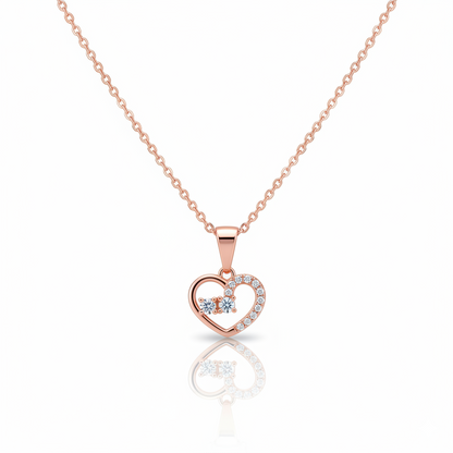 Rose Gold Heart Pendant Necklace with Cubic Zirconia | Rose Gold Plated SACH JEWELS