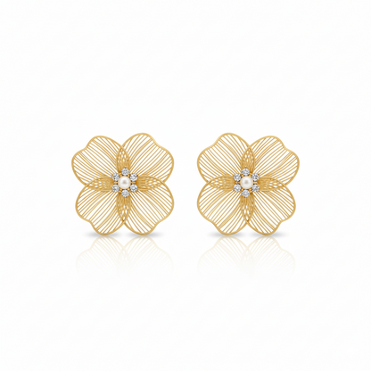 Floral Glow Stud Earrings | Italian Gold Plated SACH JEWELS