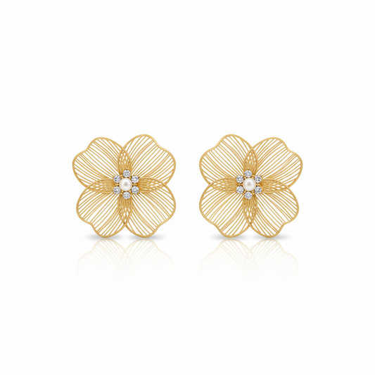 Floral Glow Stud Earrings | Italian Gold Plated SACH JEWELS