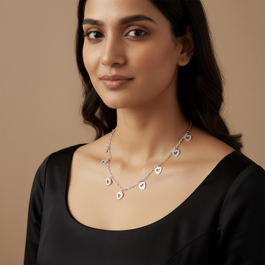 Dangling Heart Necklace | Italian Silver Plated SACH JEWELS