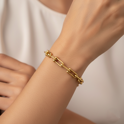 Golden Beaded Link Bracelet | Italian Gold Plated SACH JEWELS