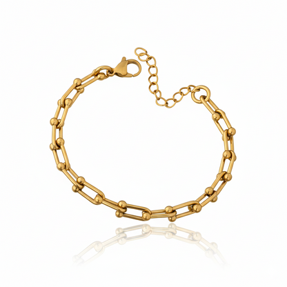 Golden Beaded Link Bracelet | Italian Gold Plated SACH JEWELS